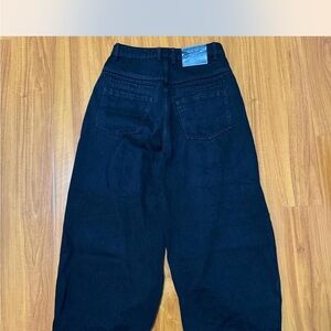 Oliver Fong Black Wide-Leg Pleated Jeans